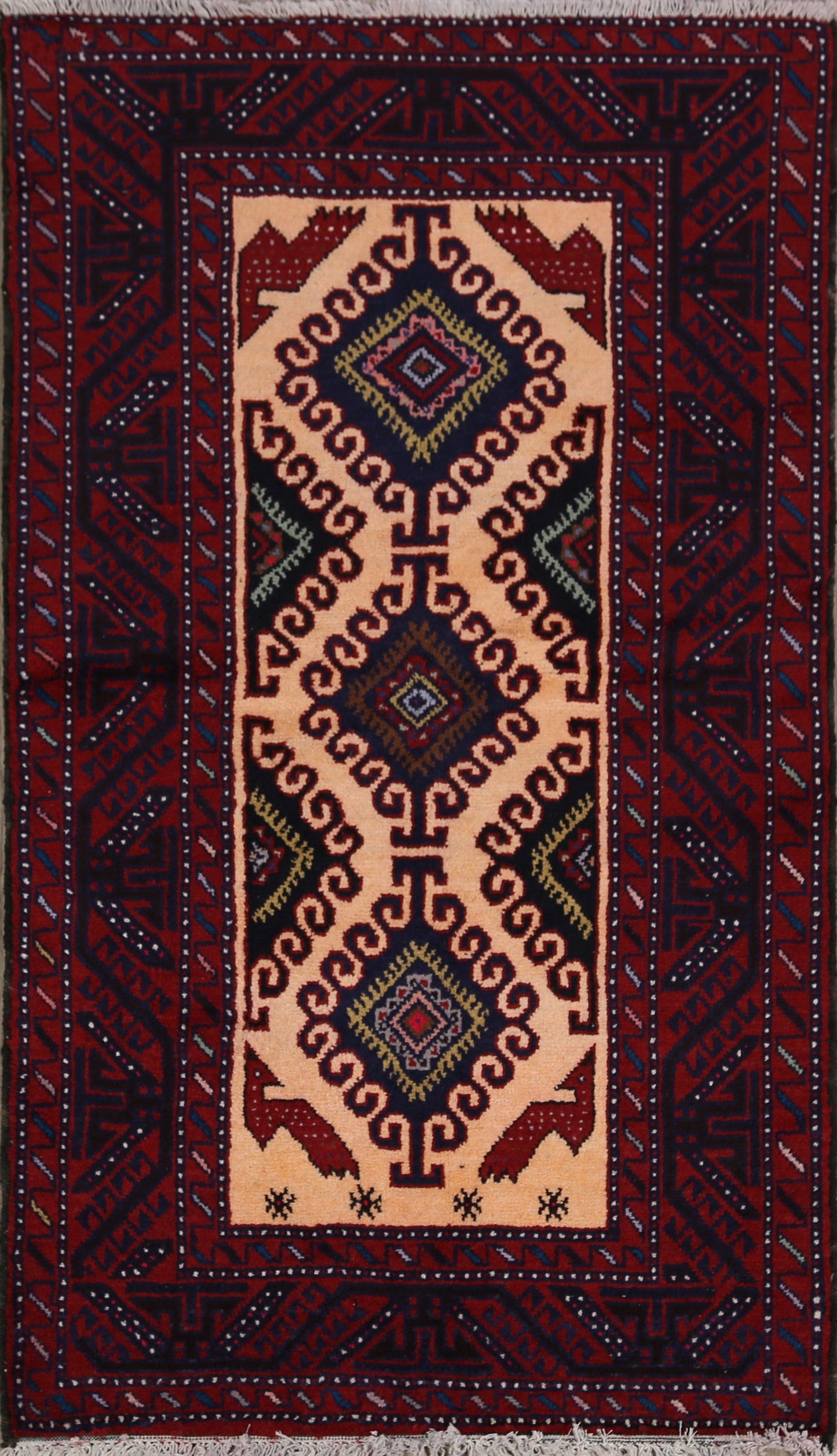 Geometric Balouch Afghan Oriental Area Rug 3x6