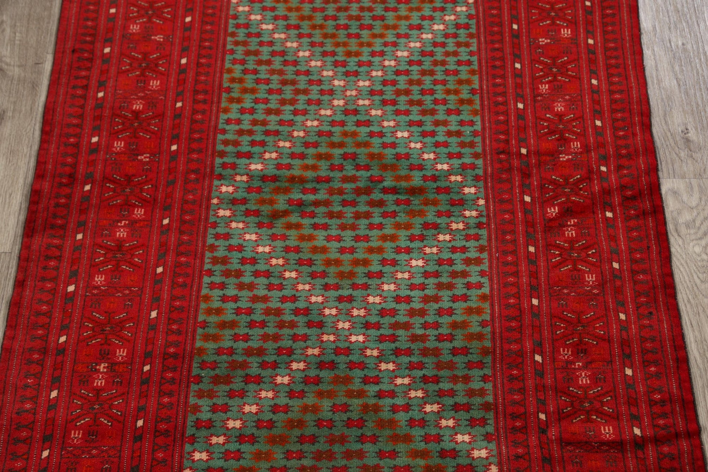 100% Vegetable Dye Green Turkoman Persian Area Rug 3x4