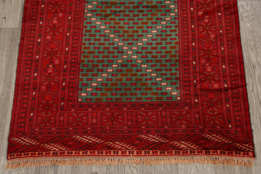 100% Vegetable Dye Green Turkoman Persian Area Rug 3x4