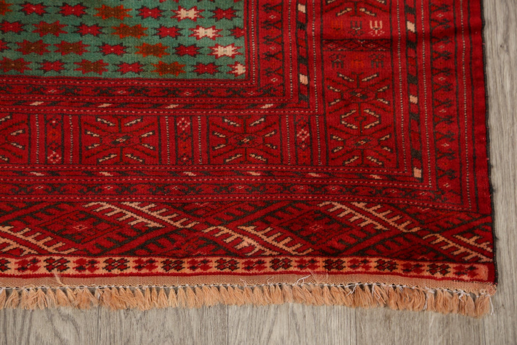 100% Vegetable Dye Green Turkoman Persian Area Rug 3x4