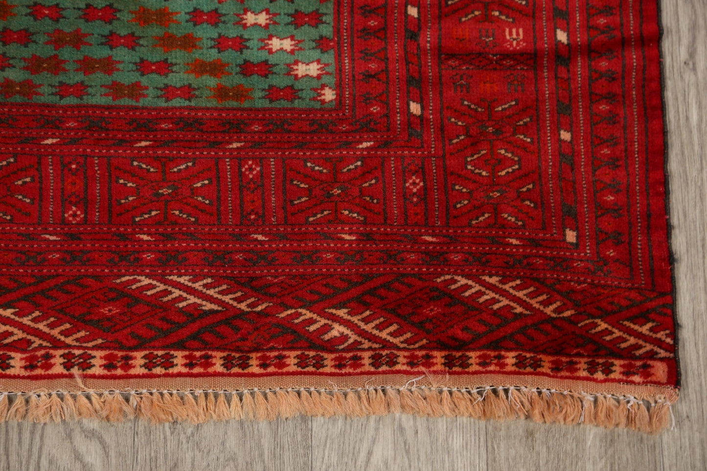 100% Vegetable Dye Green Turkoman Persian Area Rug 3x4