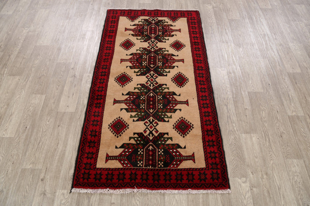 Light Brown Geometric Balouch Oriental Area Rug 3x6