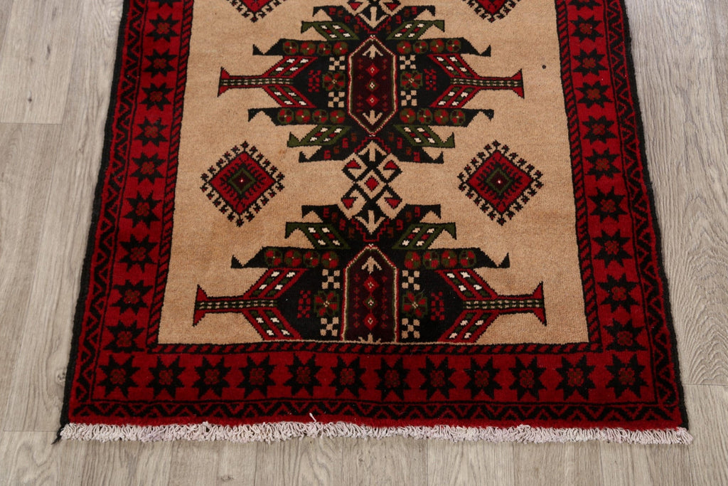 Light Brown Geometric Balouch Oriental Area Rug 3x6