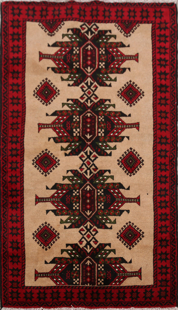 Light Brown Geometric Balouch Oriental Area Rug 3x6