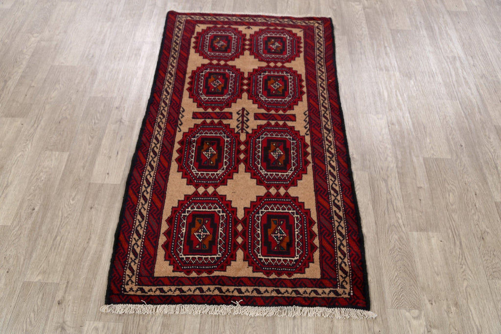 Brown Geometric Balouch Oriental Area Rug 3x6