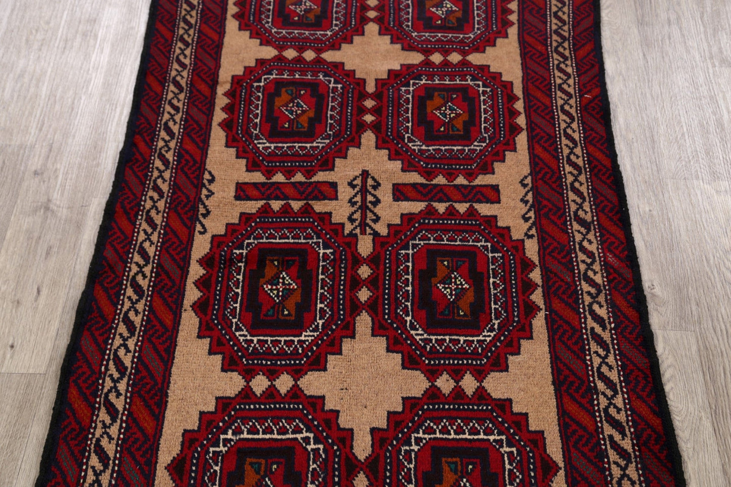 Brown Geometric Balouch Oriental Area Rug 3x6