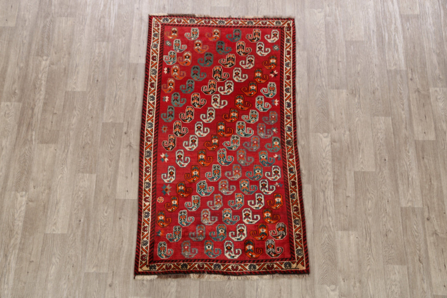 Geometric Red Shiraz Persian Area Rug 4x6