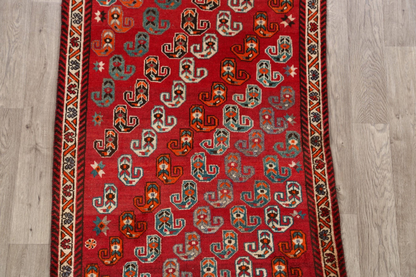 Geometric Red Shiraz Persian Area Rug 4x6