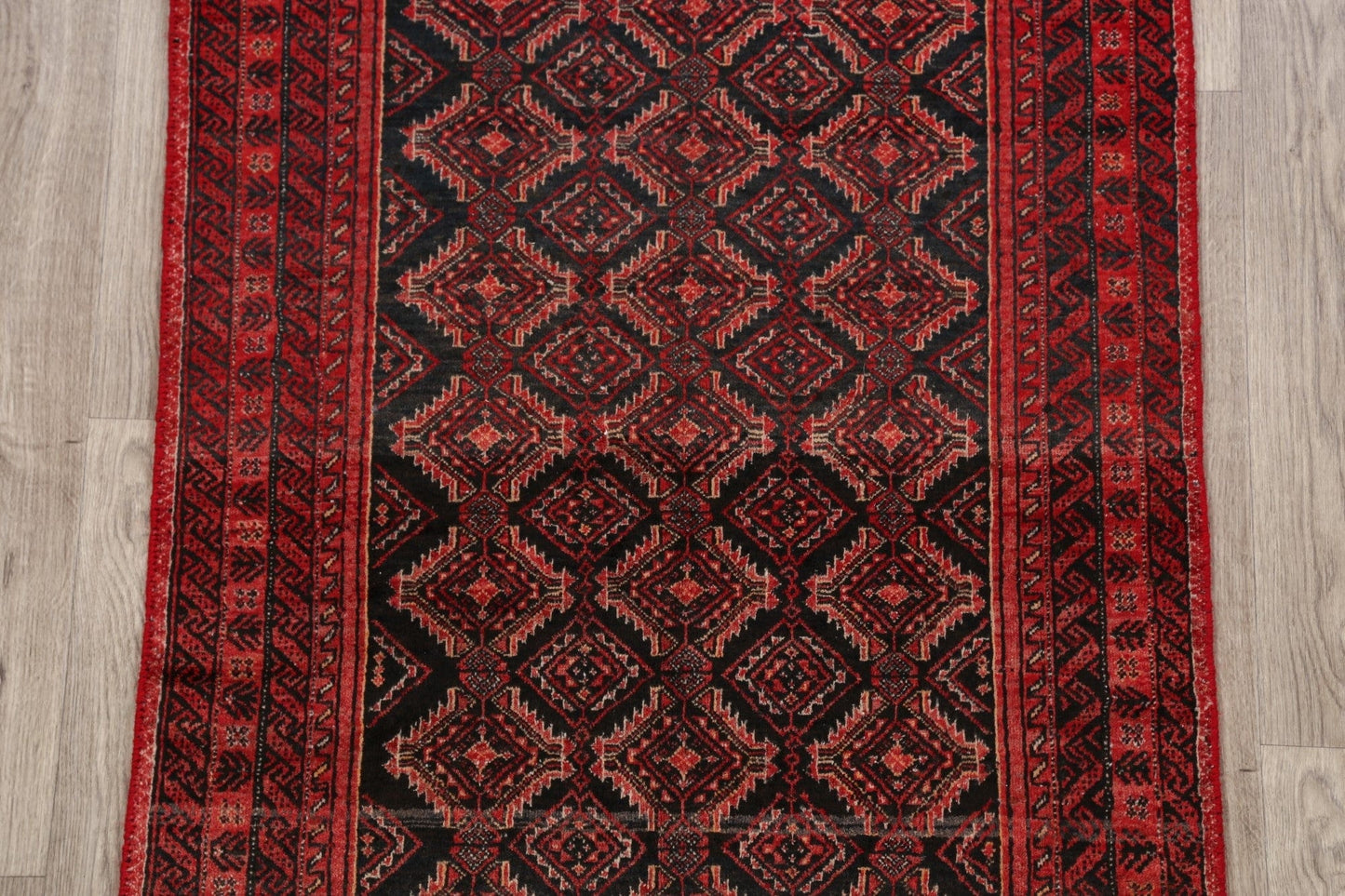 Vintage Geometric Balouch Persian Area Rug 3x6