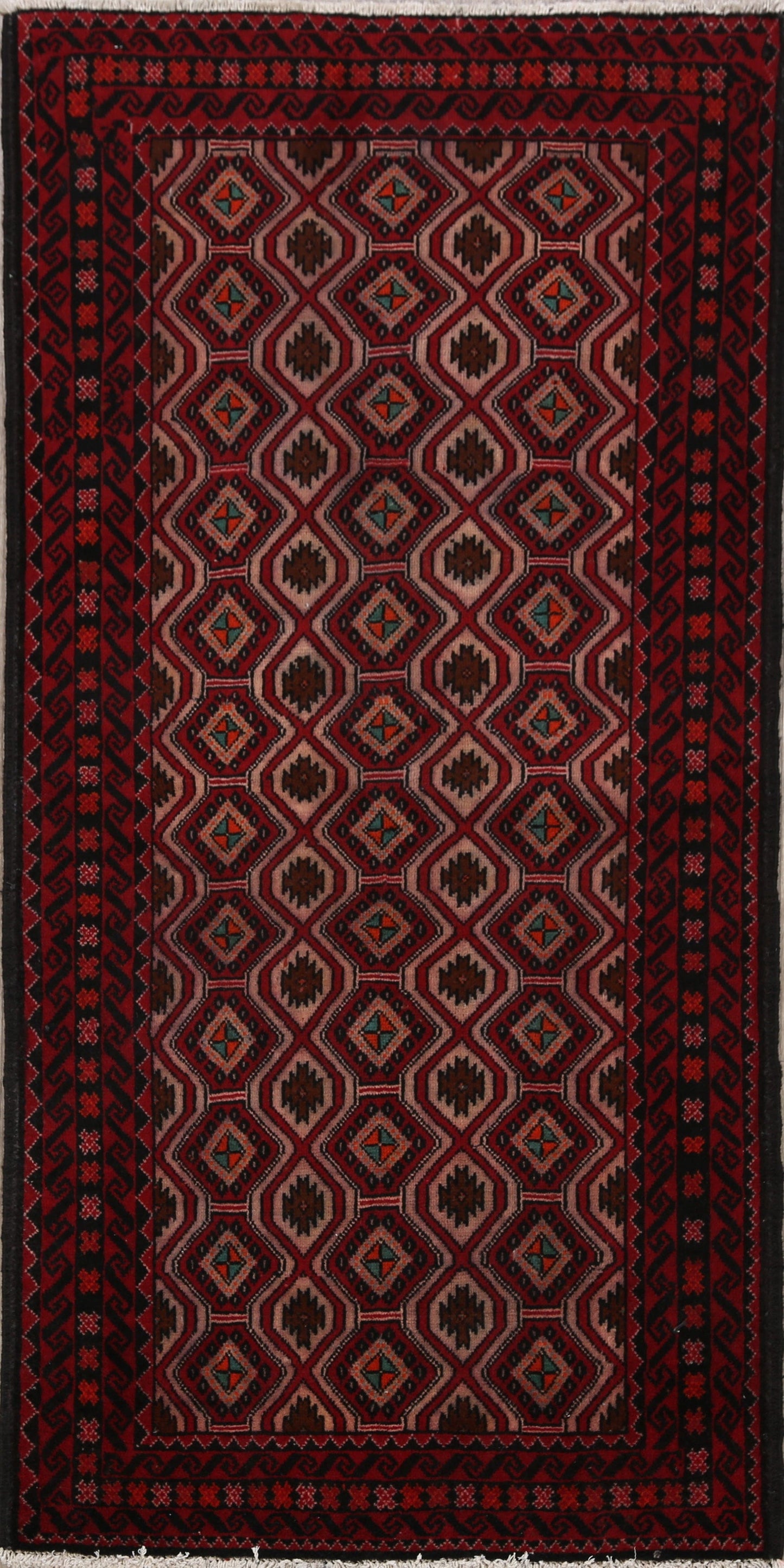 Geometric Balouch Afghan Oriental Area Rug 3x6