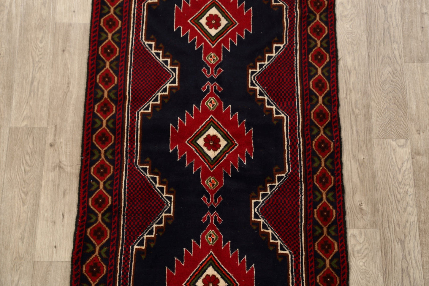 Tribal Geometric Balouch Persian Area Rug 3x6