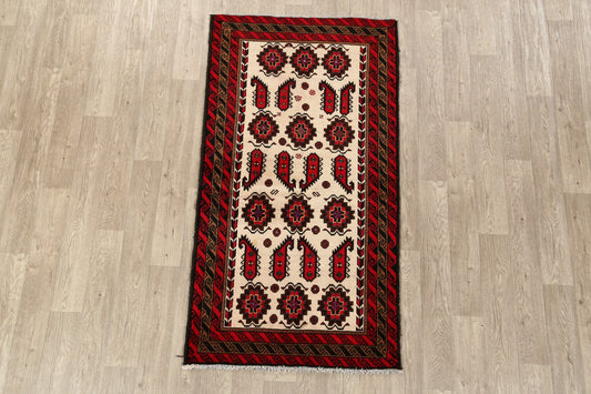 All-Over Geometric Balouch Afghan Area Rug 3x6