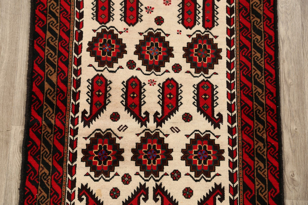 All-Over Geometric Balouch Afghan Area Rug 3x6