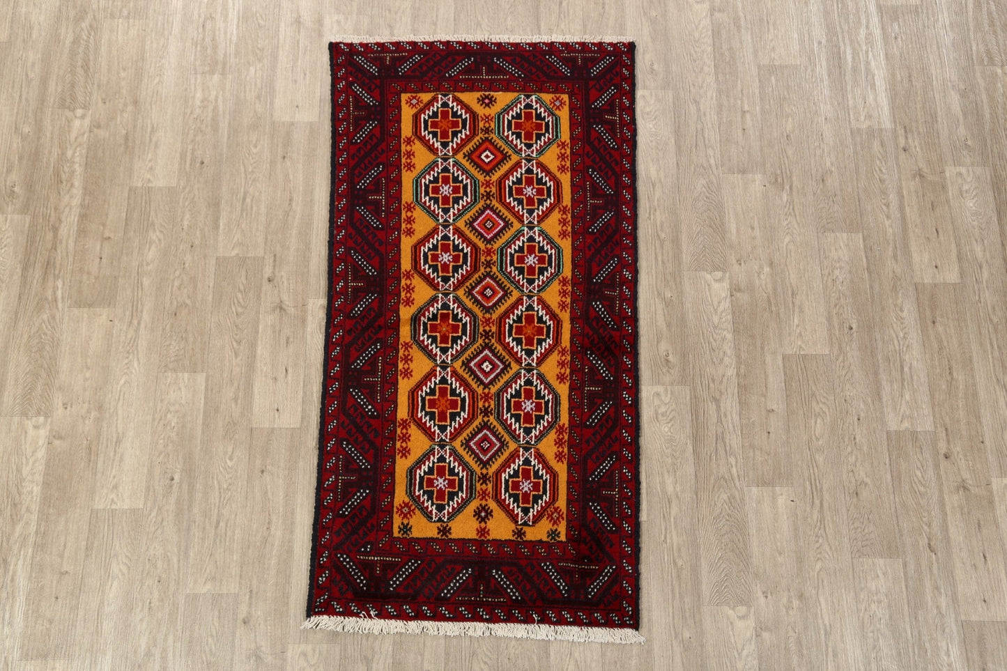 All-Over Geometric Balouch Afghan Area Rug 3x6