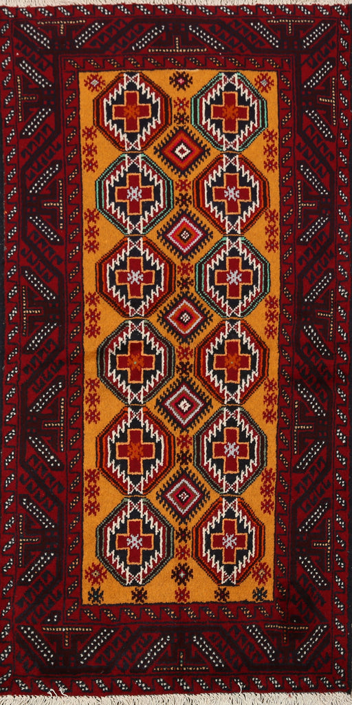 All-Over Geometric Balouch Afghan Area Rug 3x6