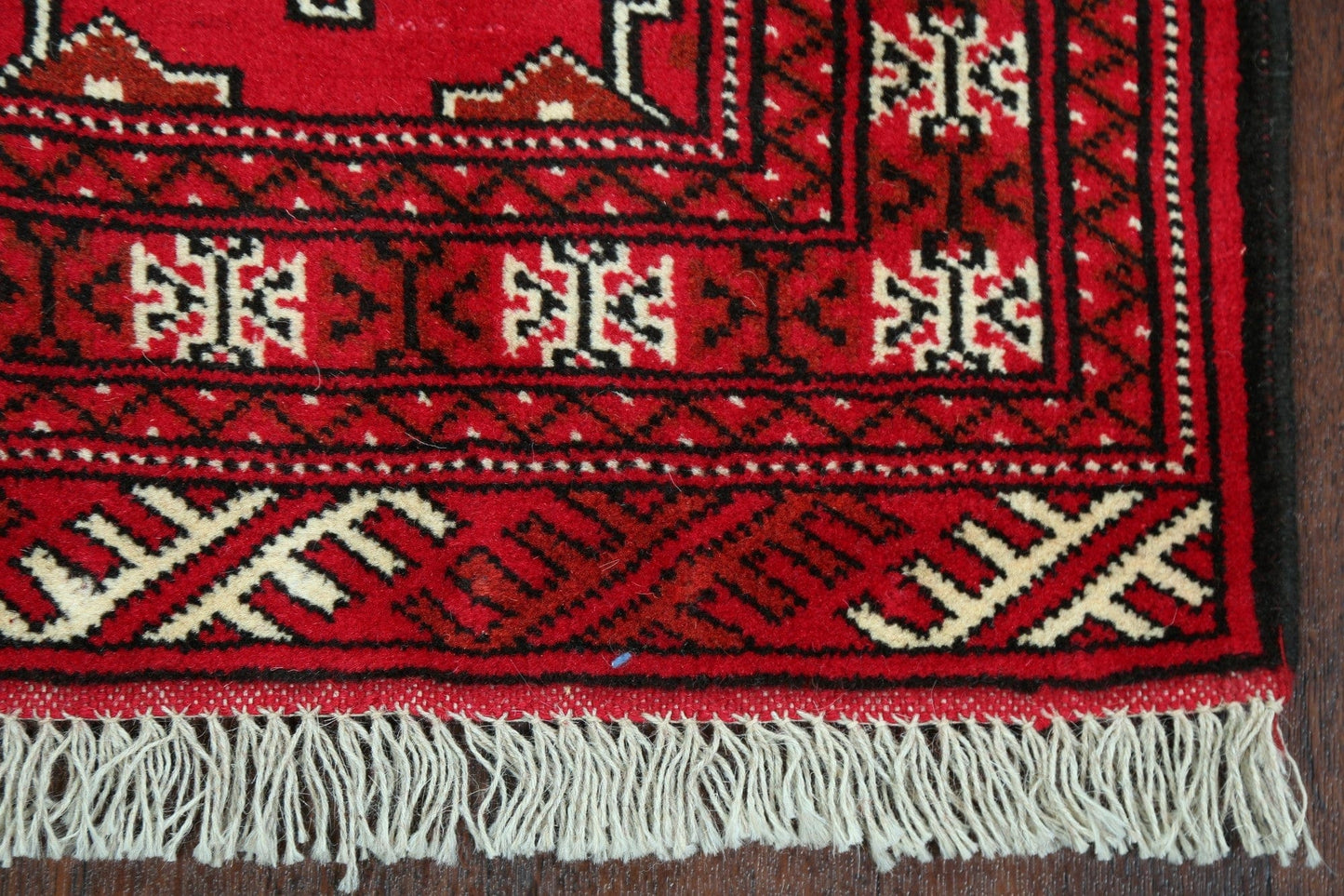 Geometric Red Bokhara Oriental Runner Rug 2x6