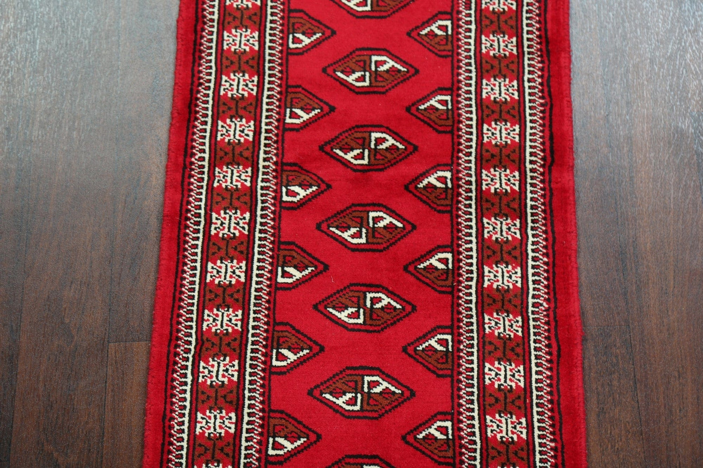 Geometric Red Bokhara Persian Runner Rug 2x7