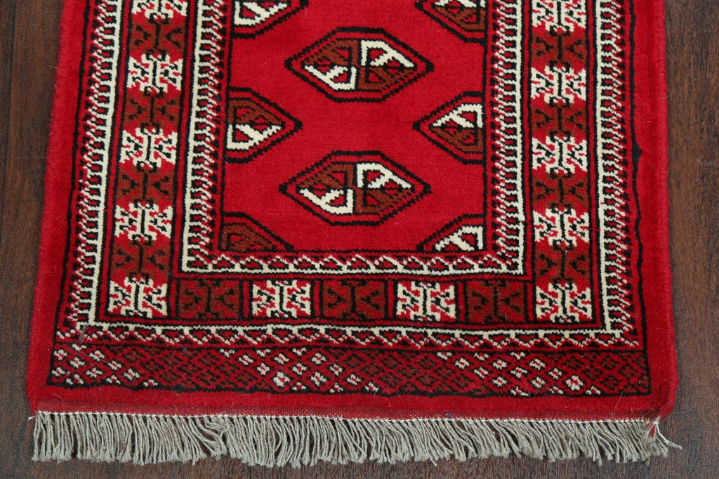 Geometric Red Bokhara Persian Runner Rug 2x7