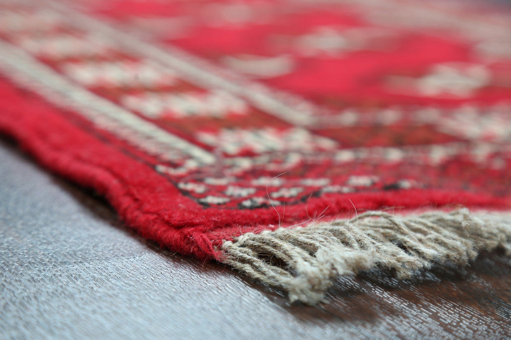 Geometric Red Bokhara Persian Runner Rug 2x7