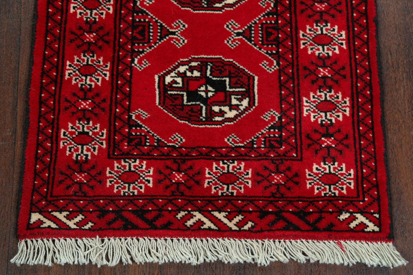 Geometric Red Bokhara Oriental Runner Rug 2x6