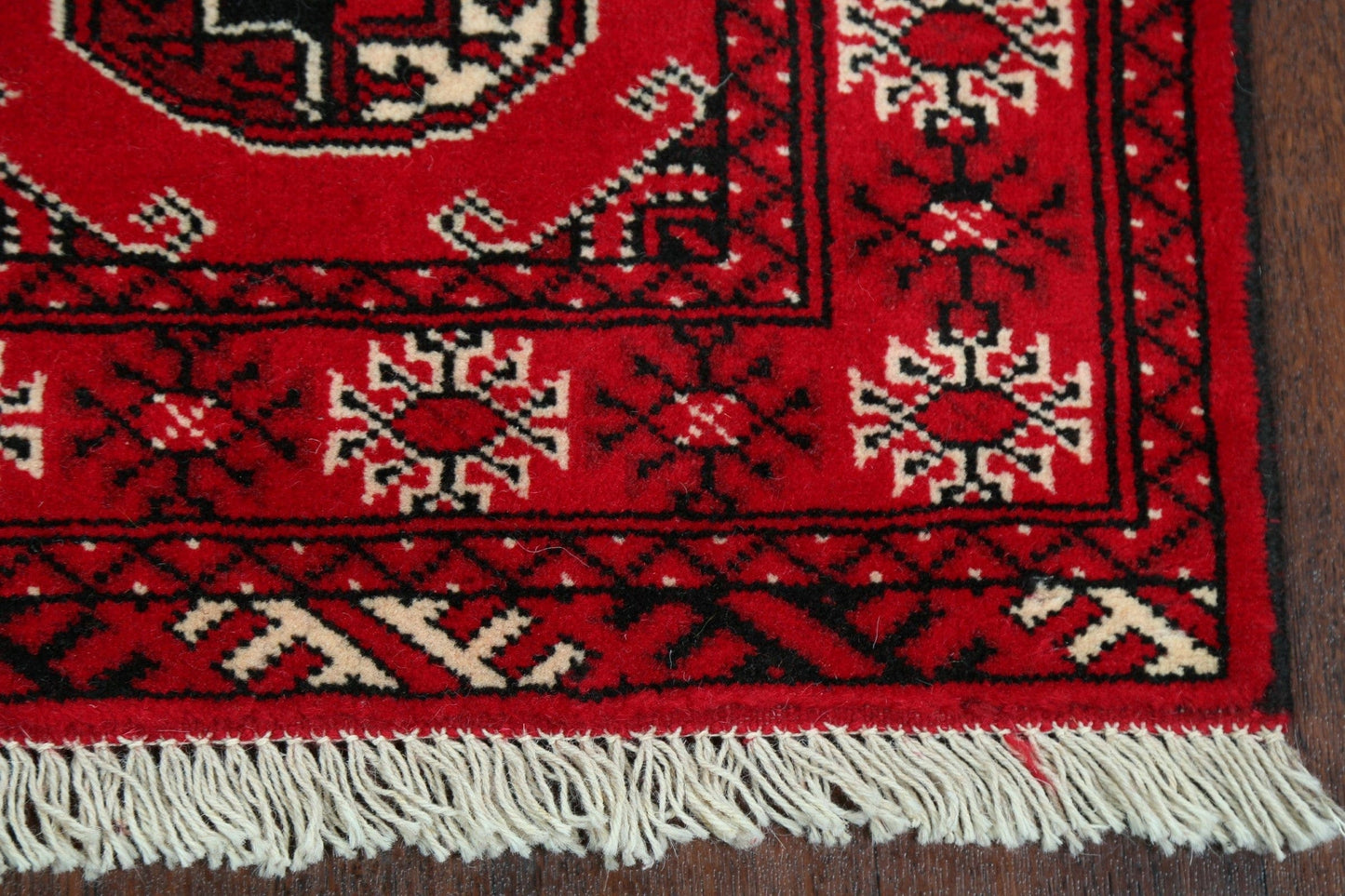 Geometric Red Bokhara Oriental Runner Rug 2x6