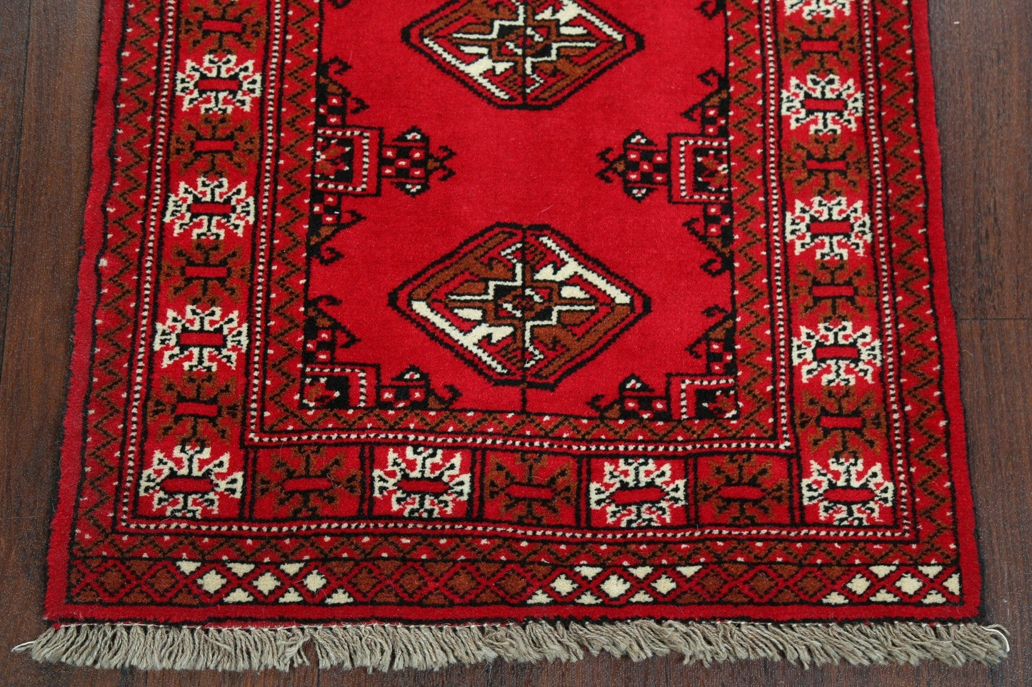 Geometric Red Bokhara Oriental Runner Rug 2x6