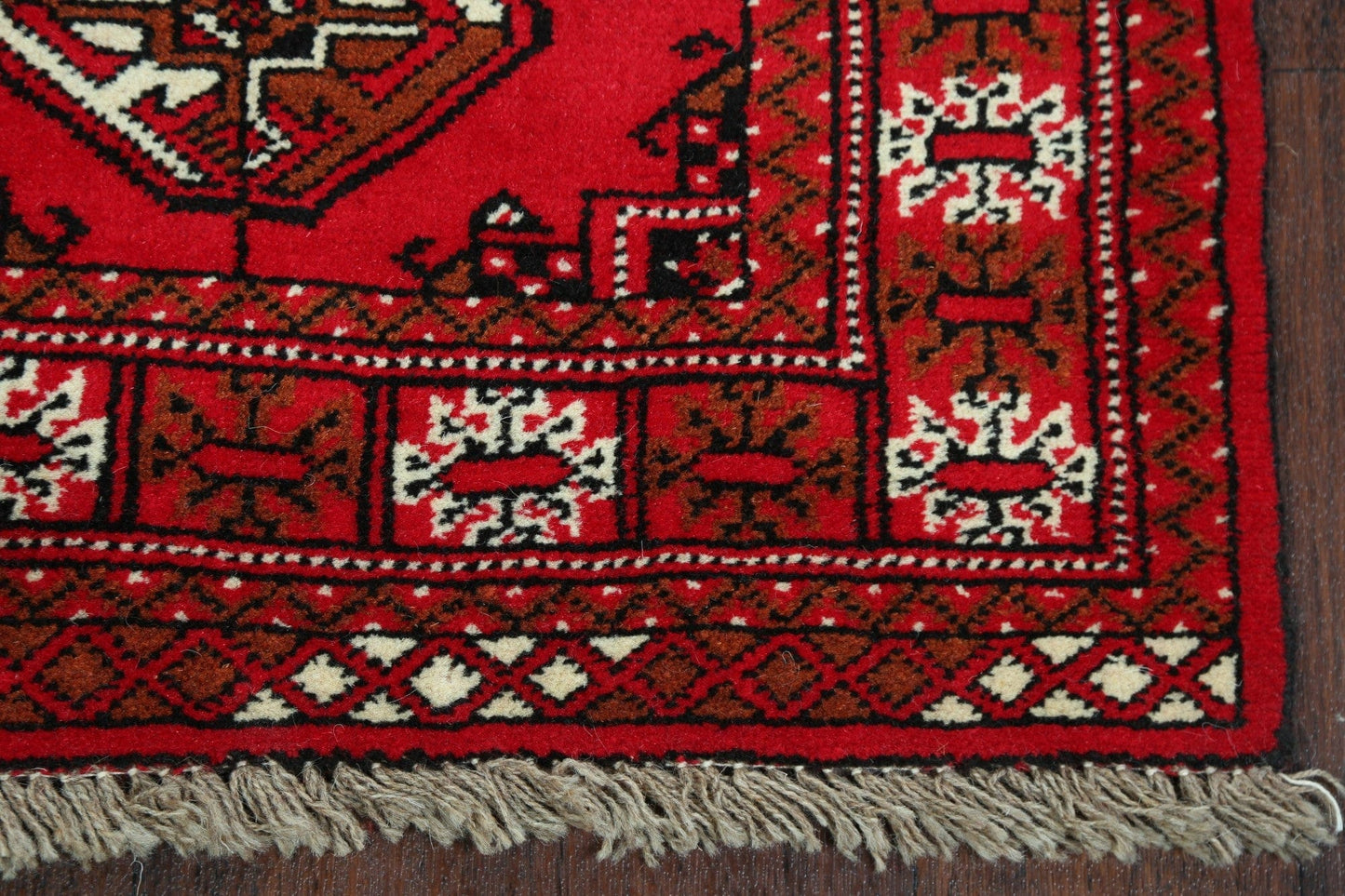 Geometric Red Bokhara Oriental Runner Rug 2x6