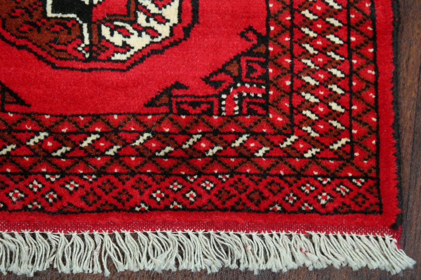 Geometric Red Bokhara Oriental Runner Rug 2x7