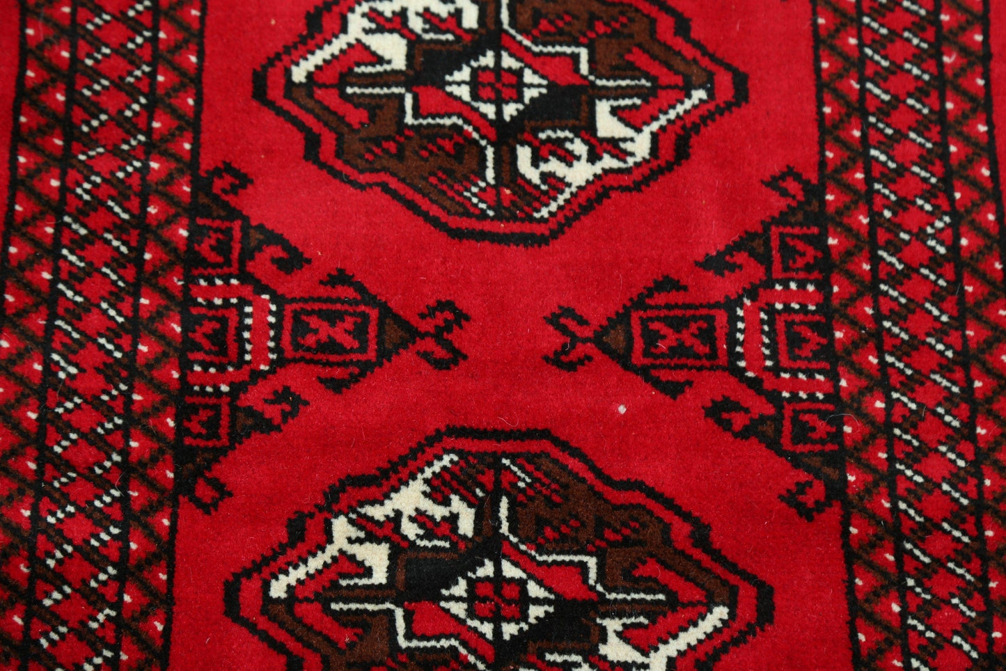 Geometric Red Bokhara Oriental Runner Rug 2x6