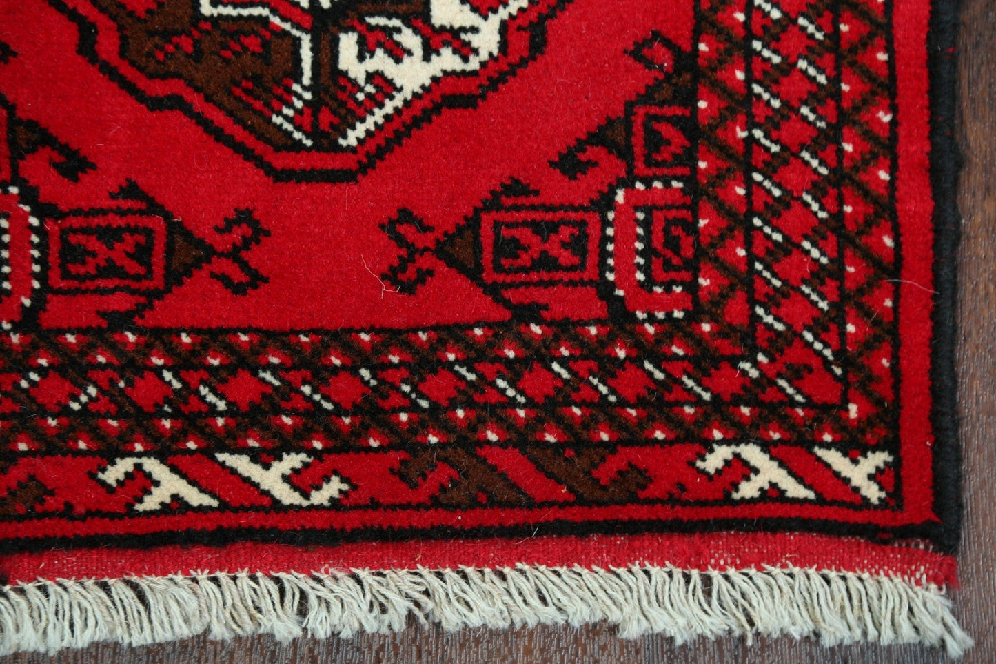 Geometric Red Bokhara Oriental Runner Rug 2x6