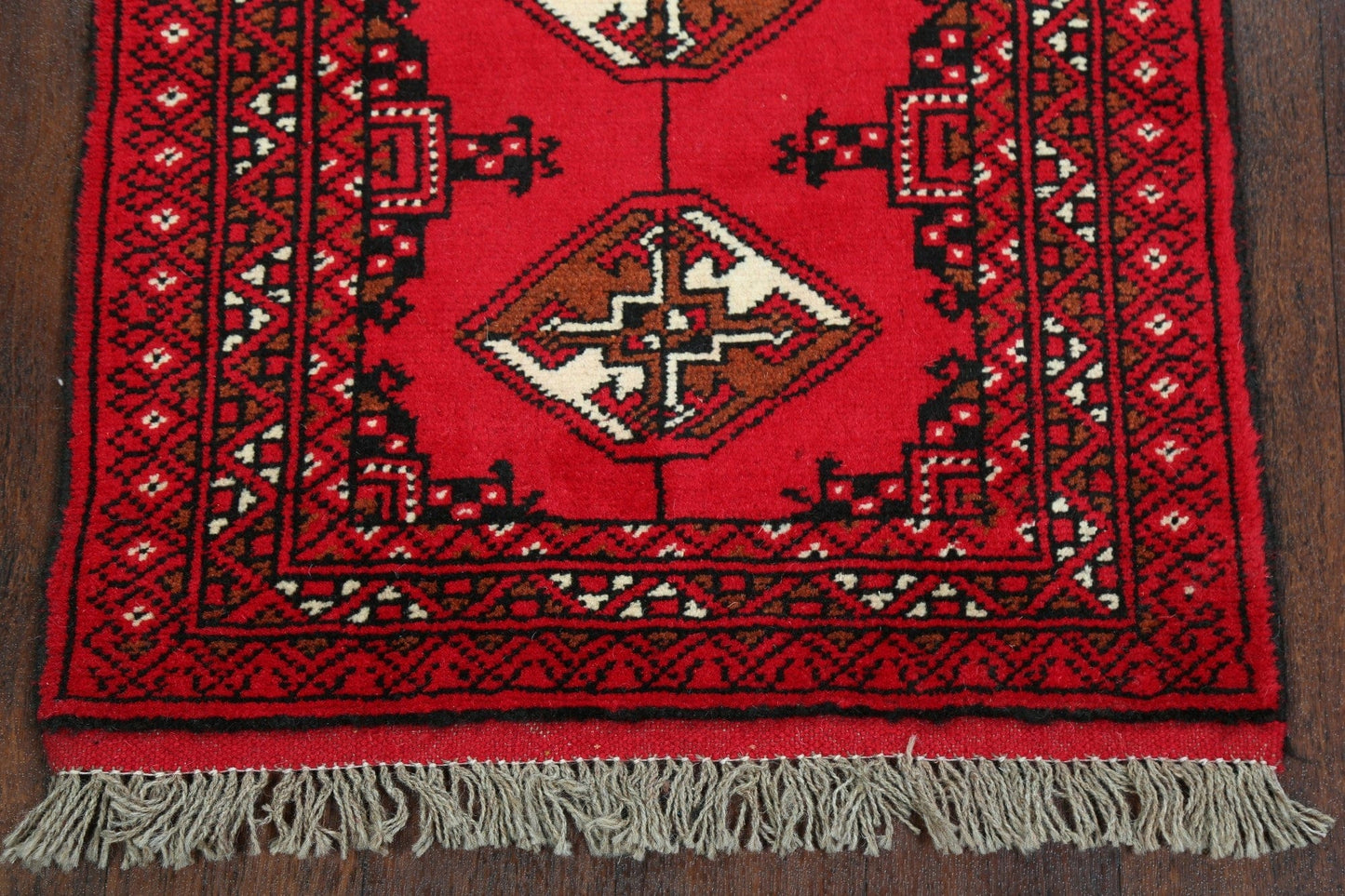 Geometric Red Bokhara Oriental Runner Rug 2x6