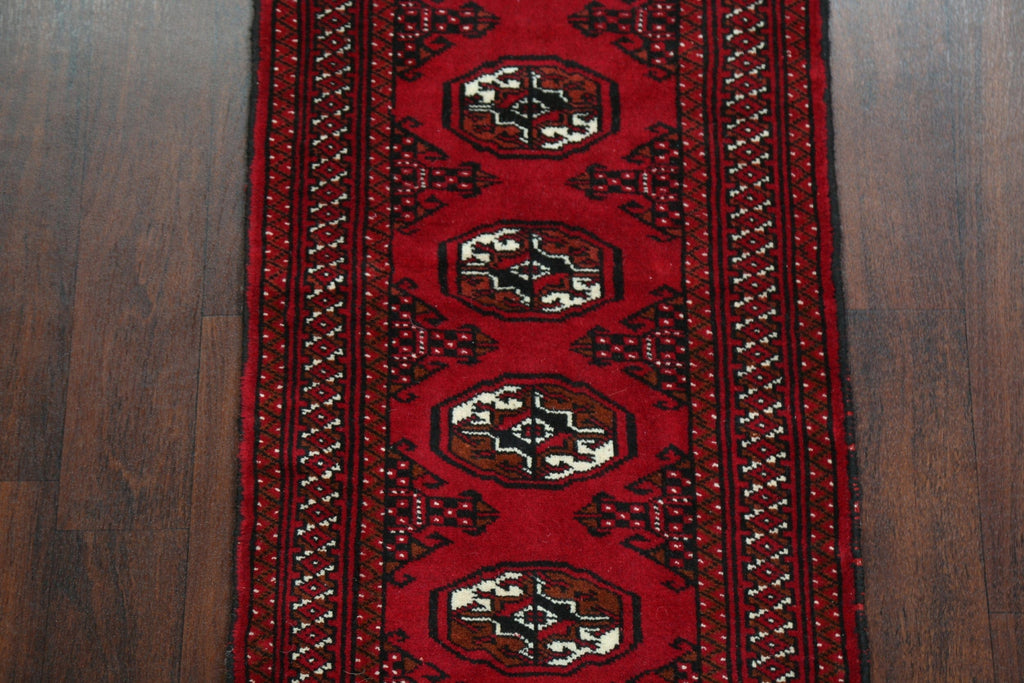 Geometric Red Bokhara Oriental Runner Rug 2x6