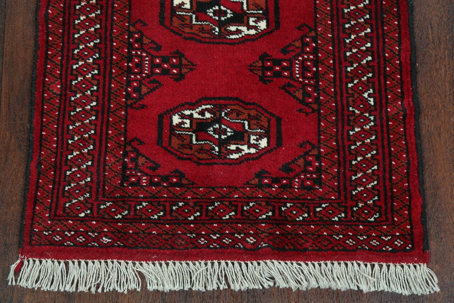 Geometric Red Bokhara Oriental Runner Rug 2x6