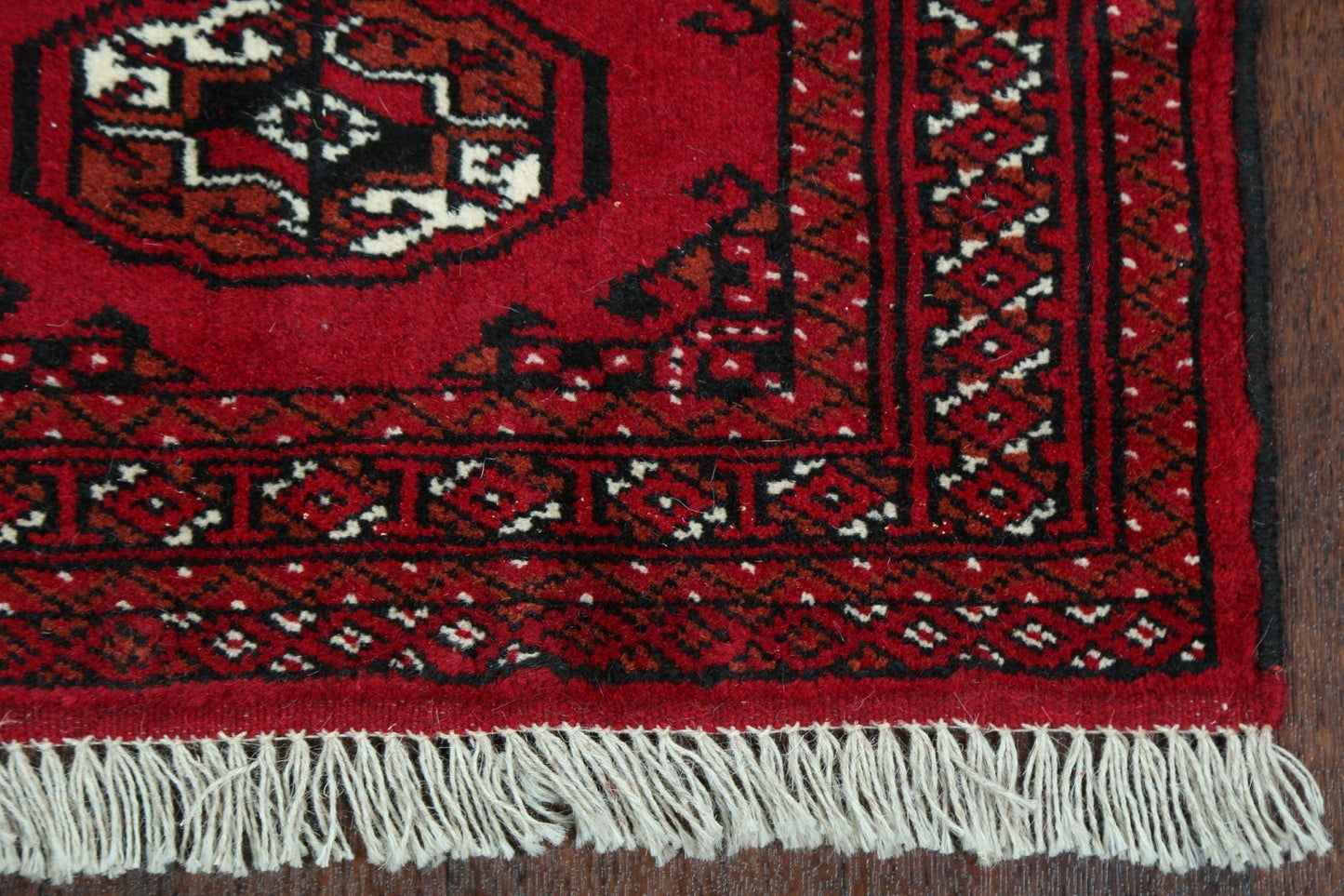 Geometric Red Bokhara Oriental Runner Rug 2x6