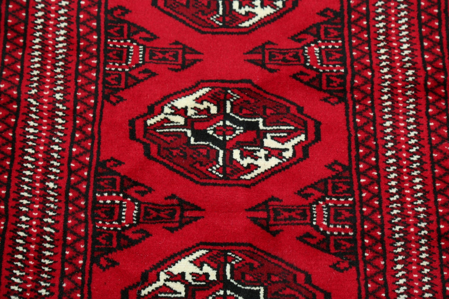 Geometric Red Bokhara Oriental Runner Rug 2x6