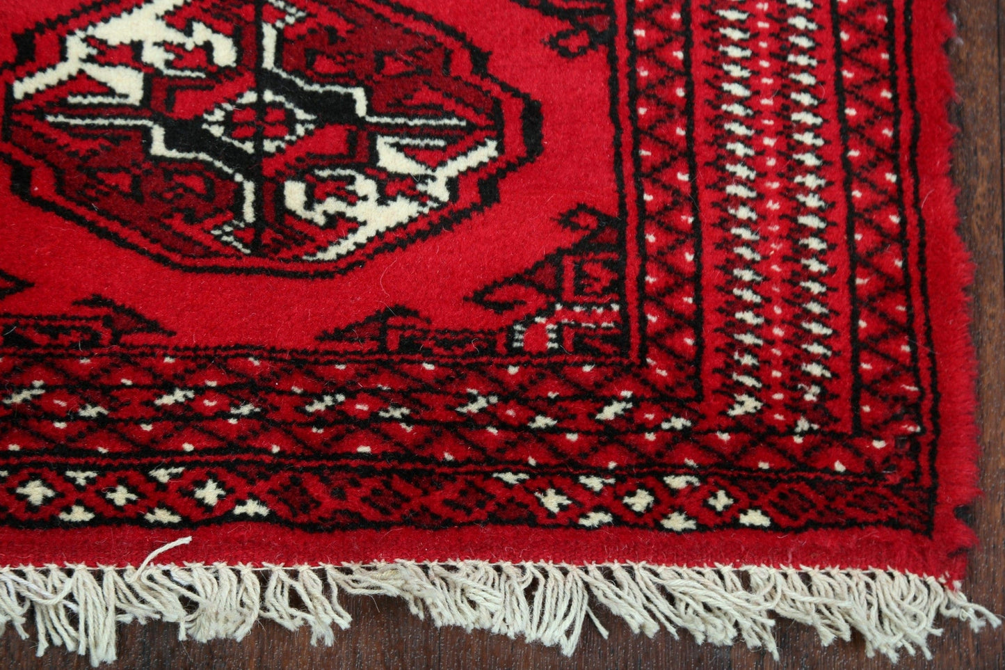 Geometric Red Bokhara Oriental Runner Rug 2x6