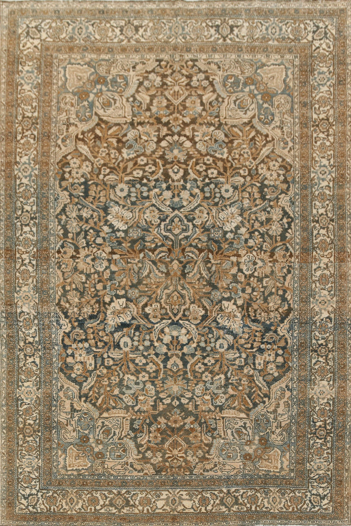 Pre-1900 Antique Floral Bibikabad Persian Area Rug 7x11