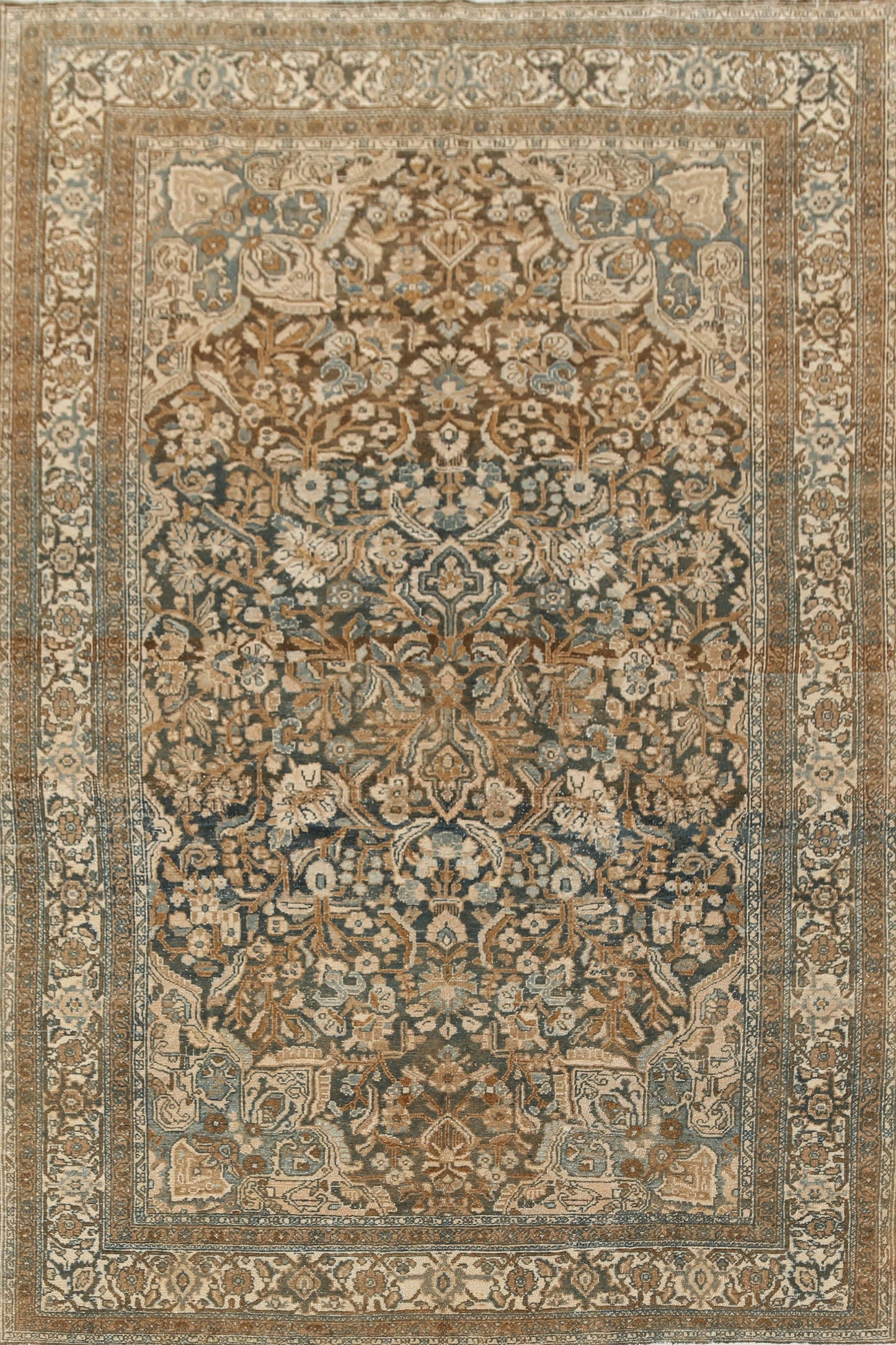 Pre-1900 Antique Floral Bibikabad Persian Area Rug 7x11