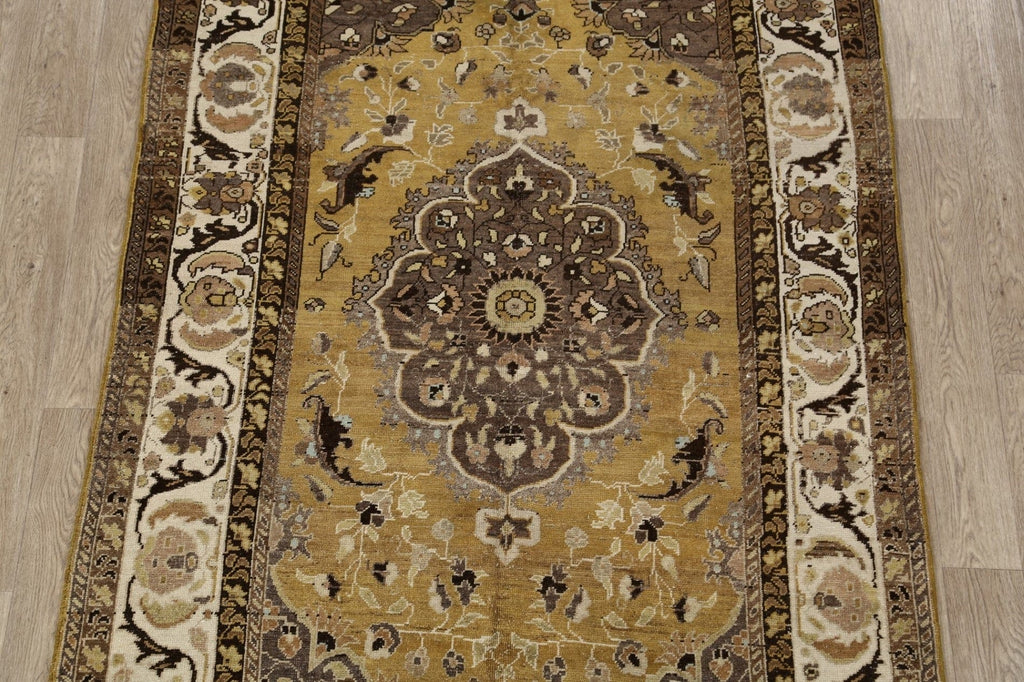 Antique Gold Floral Bakhtiari Persian Area Rug 5x8