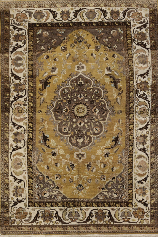 Antique Gold Floral Bakhtiari Persian Area Rug 5x8