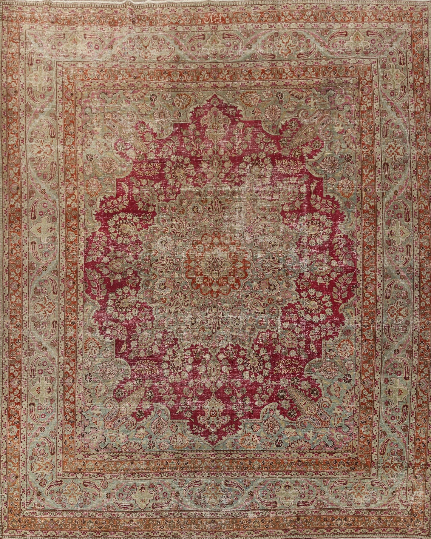 Pre-1900 Antique Floral Khoy Persian Area Rug 10x11