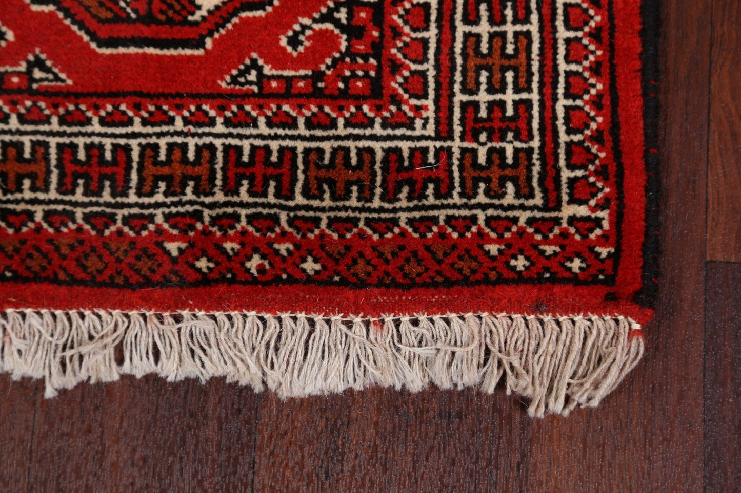 Geometric Red Bokhara Oriental Runner Rug 2x6