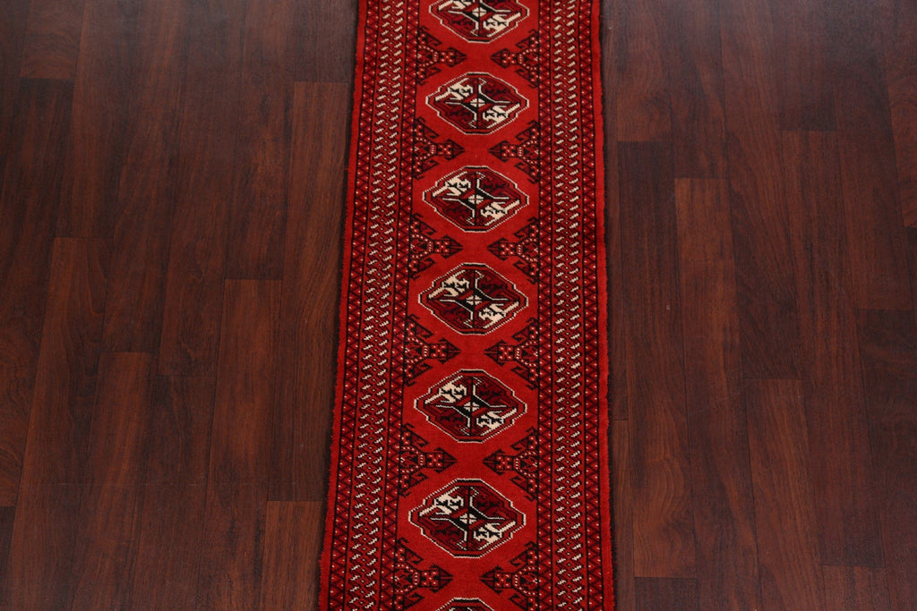 Geometric Red Bokhara Oriental Runner Rug 2x6