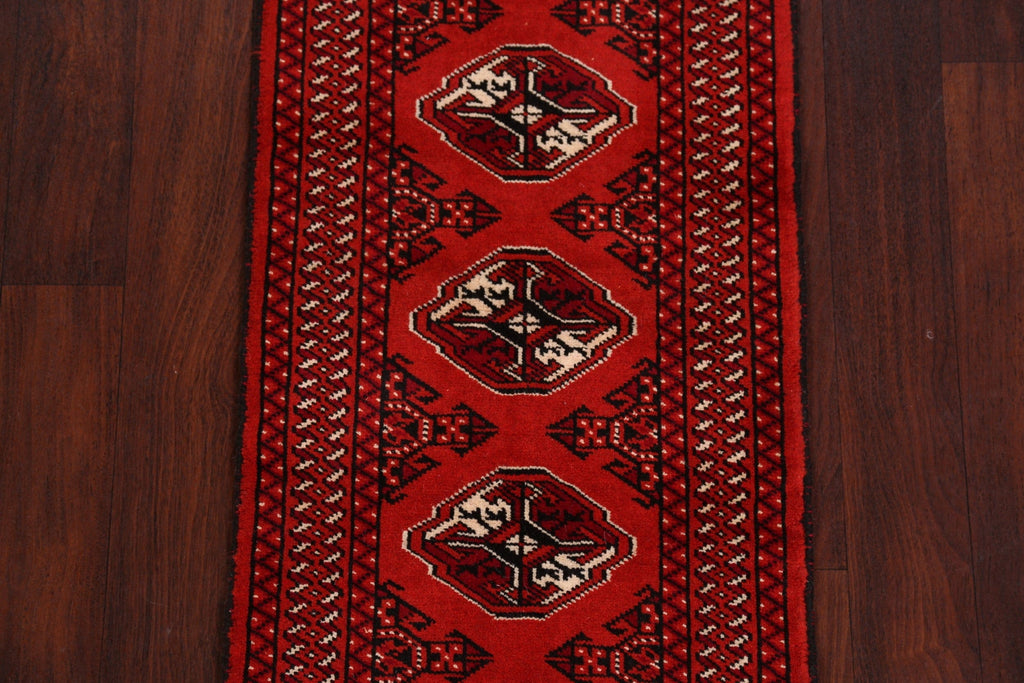 Geometric Red Bokhara Oriental Runner Rug 2x6