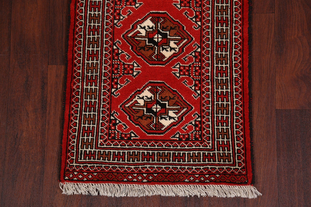 Geometric Red Bokhara Oriental Runner Rug 2x6