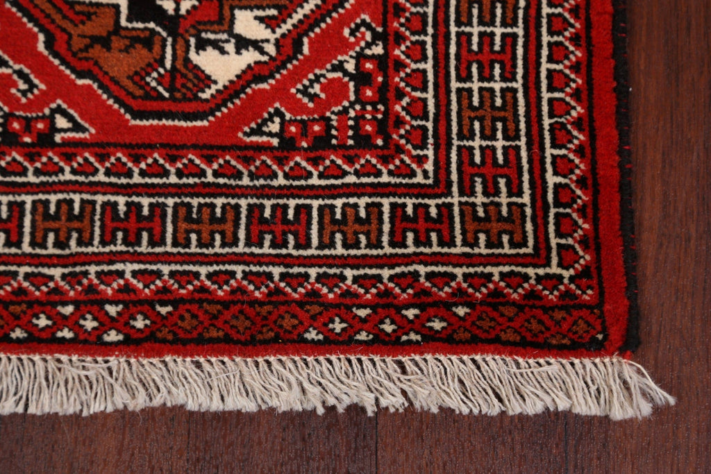 Geometric Red Bokhara Oriental Runner Rug 2x6