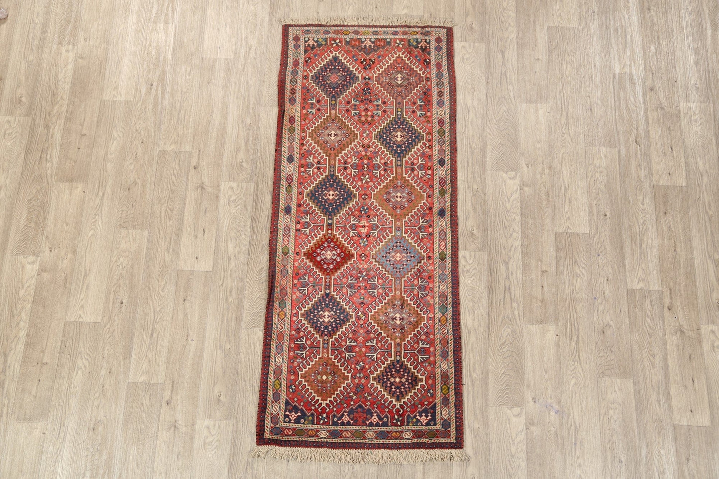 Geometric Red Yalameh Persian Area Rug 3x6