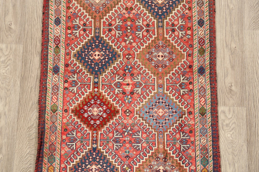 Geometric Red Yalameh Persian Area Rug 3x6