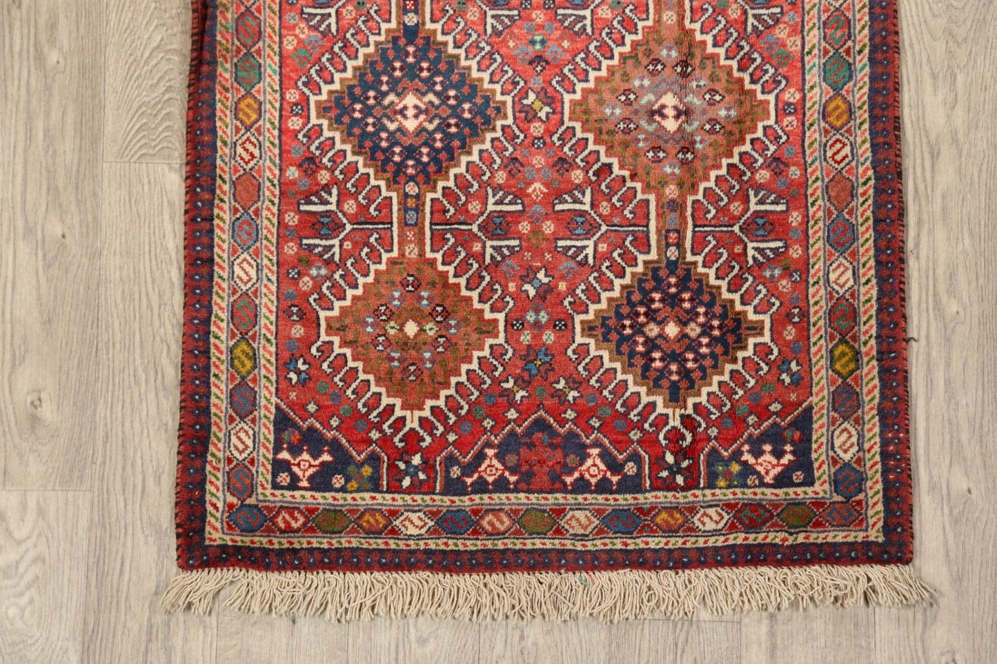 Geometric Red Yalameh Persian Area Rug 3x6