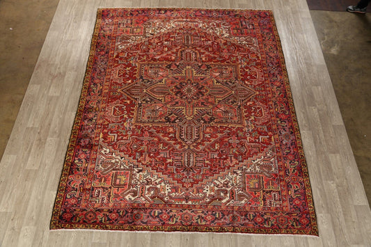 Vintage Geometric Heriz Persian Area Rug 9x11